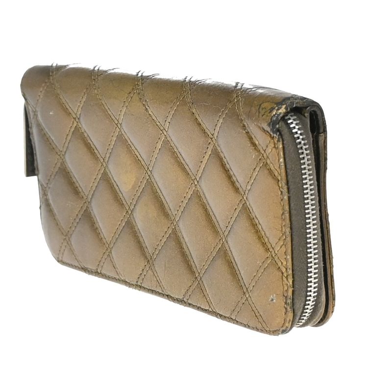 Chanel Matelasse Long Wallet Round Zipper Paris New York Bronze 04kb038