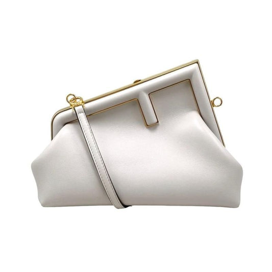 Fendi Shoulder Bag First Small Bag 8bp129 White Gray Gold Hardware Fendi