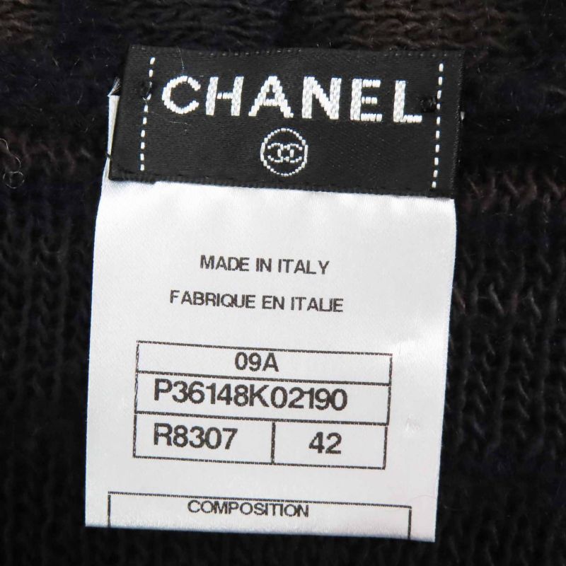 CHANEL 09A P36148 Wool Mohair Knitted Cardigan With Coco Mark Buttons Dark Navy