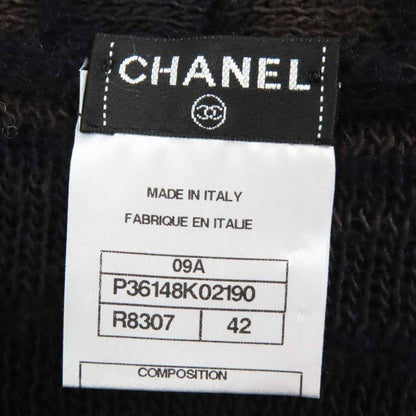 CHANEL 09A P36148 Wool Mohair Knitted Cardigan With Coco Mark Buttons Dark Navy