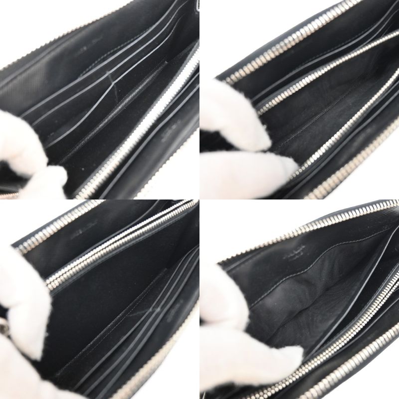 Prada Long Wallet Round Zipper Black Nylon Leather 62kb035