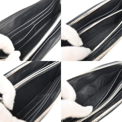 Prada Long Wallet Round Zipper Black Nylon Leather 62kb035