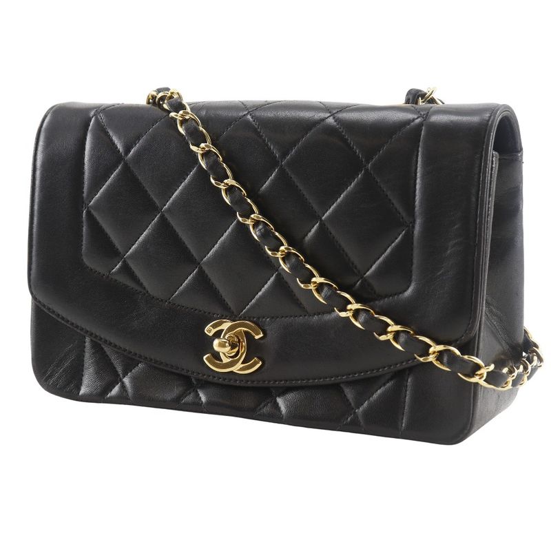 Chanel Diana 22 Chain Shoulder Matelasse A01164 Lambskin Black Ladies Shoulder