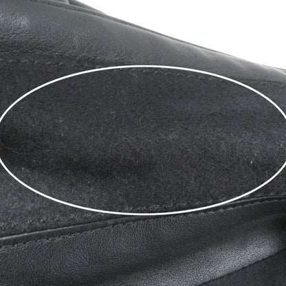 Louis Vuitton Double Breasted Leather Jacket Pea Coat Black 44 Made In France