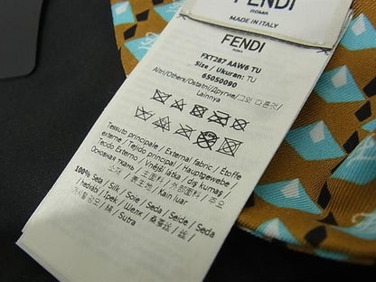 Fendi 100% Silk Full Ribbon Hair Clip Hair Accessory Women's Brown And Blue