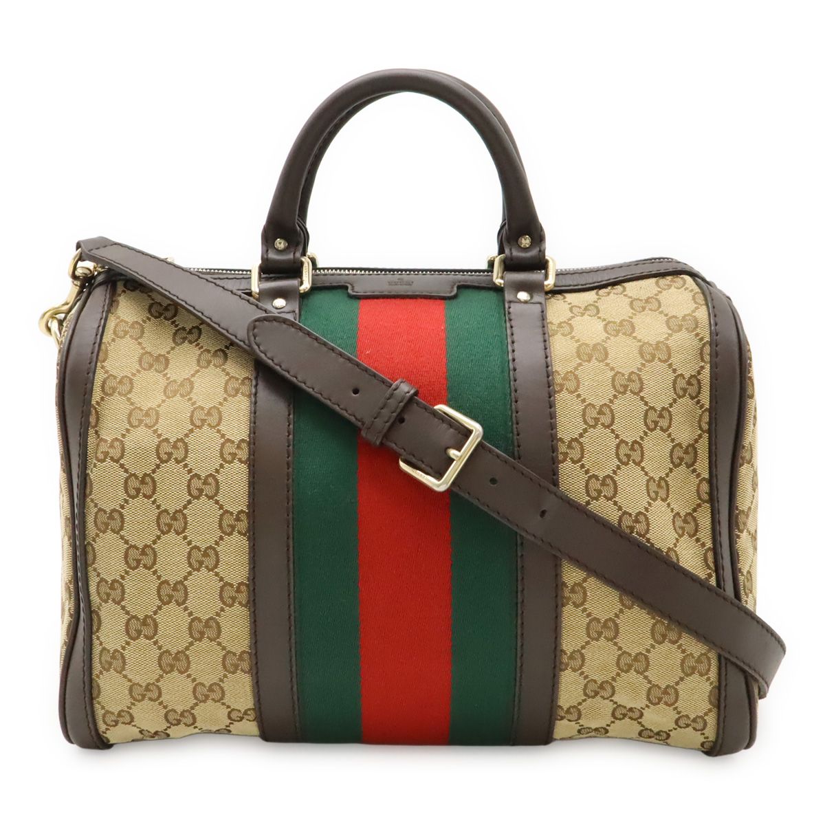 Gucci GG Canvas Sherry Line Handbag Mini Boston Bag 2WAY Shoulder Bag Leather