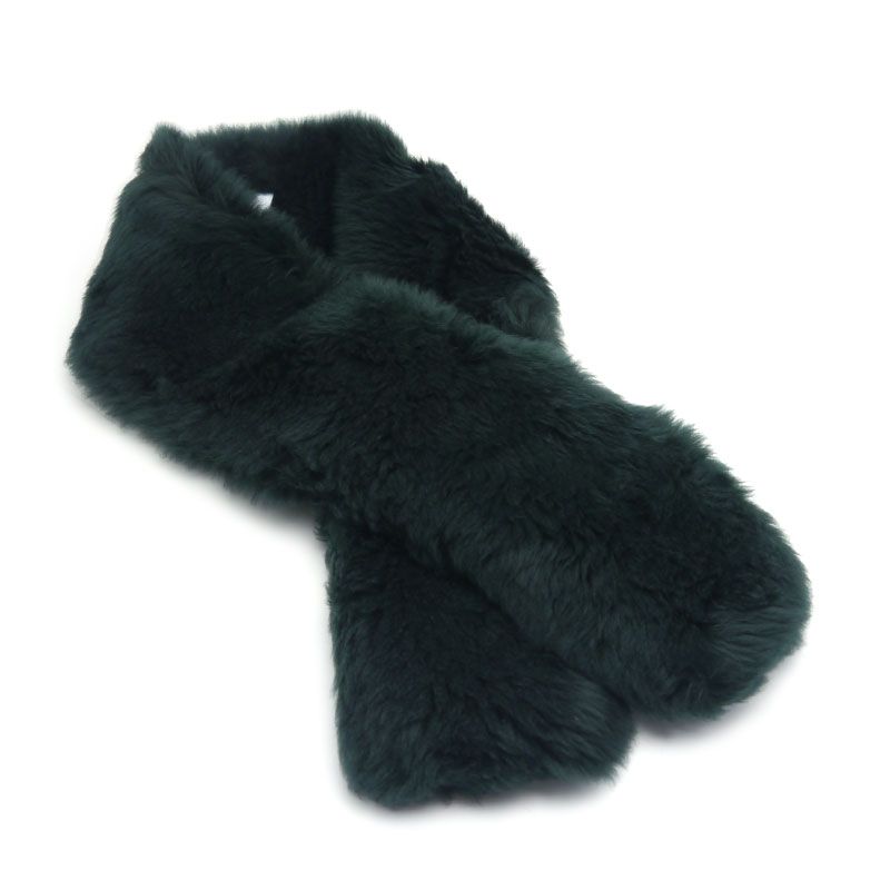 Bottega Veneta Sheer Ring Fur Scarf 649394 Dark Green