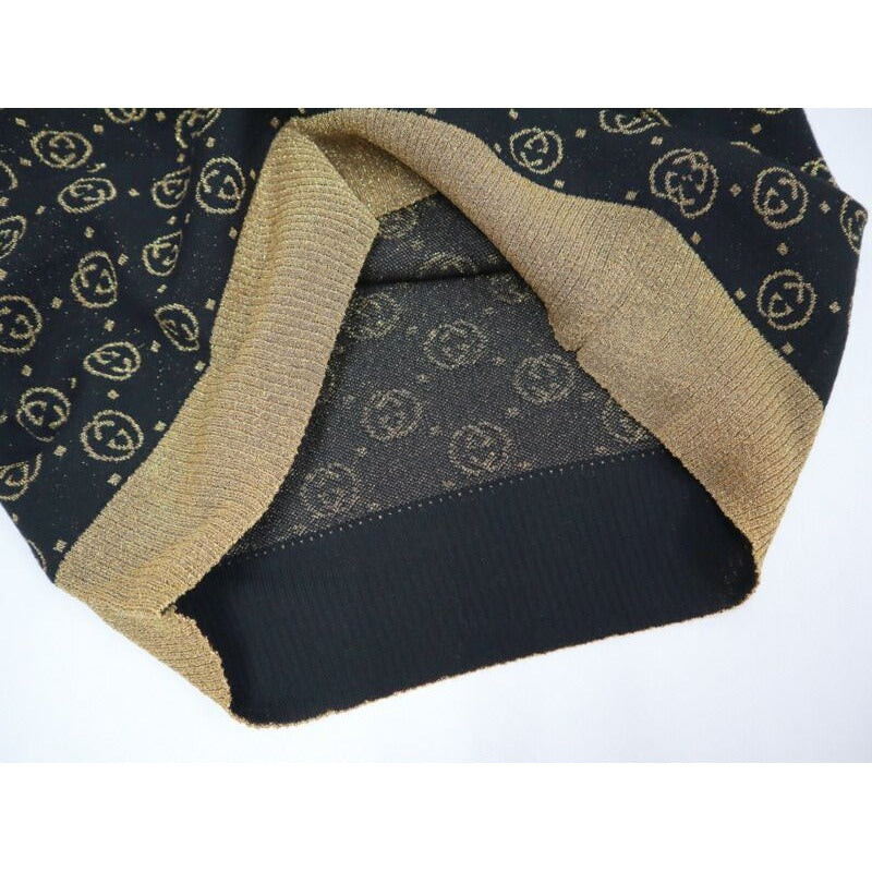 Gucci Top GG Cotton Lam Short Sleeve Black Gold — view 4