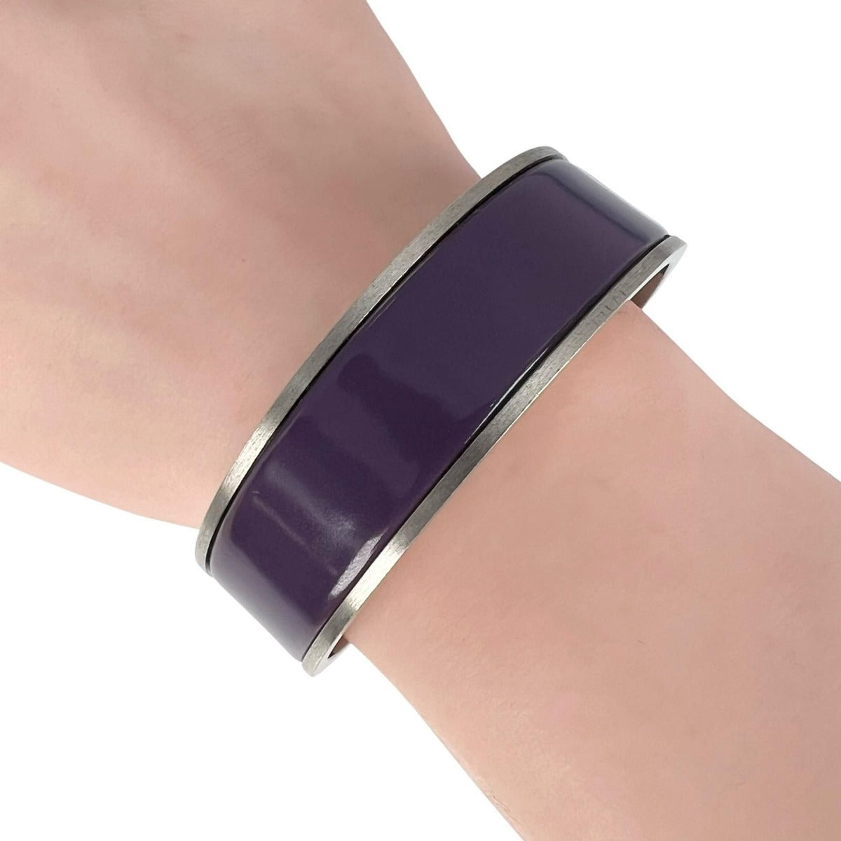 Hermes Metal Purple Bracelet Bangle Silver — view 3