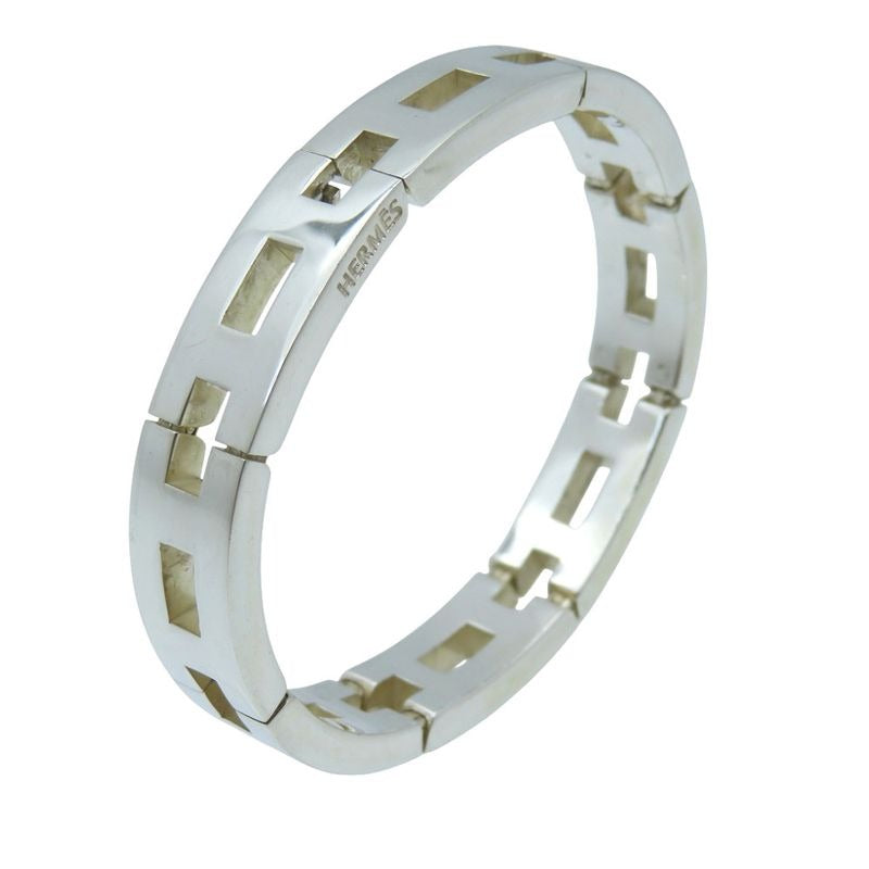 Hermes Vintage H Motif Silver 925 Bracelet Bangle Accessory 0912