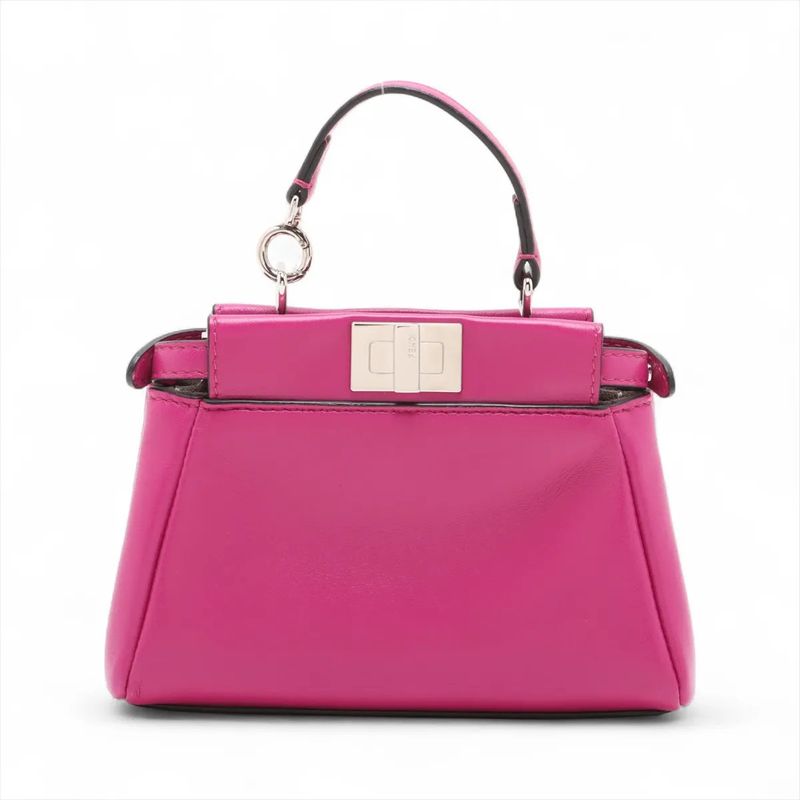 Fendi Micro Peekaboo Leather 2WAY Handbag Crossbody Shoulder Tote 8m0355 Women