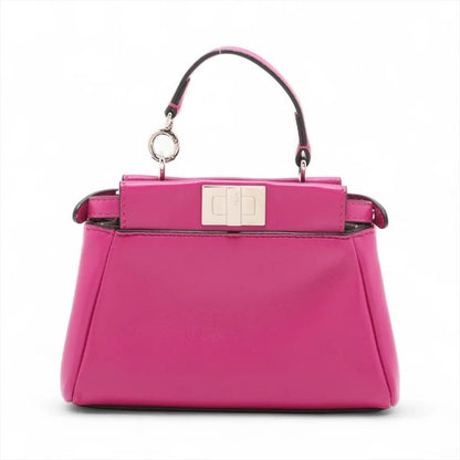Fendi Micro Peekaboo Leather 2WAY Handbag Crossbody Shoulder Tote 8m0355 Women