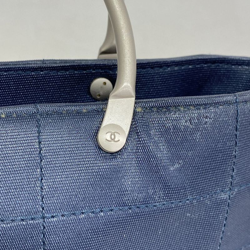 Chanel Handbag Chocobar Nylon Navy Silver Hardware Women
