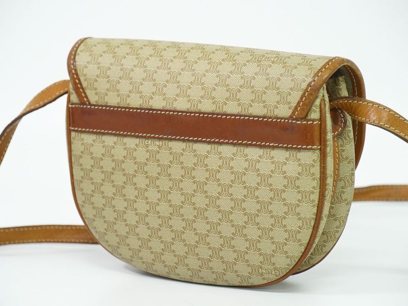 Authentic Celine Macadam Shoulder Bag Pochette PVC Beige Macadam Bag Pre-owned