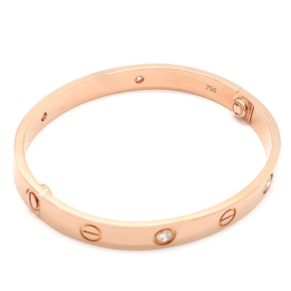 Cartier Bracelet Love Bracelet Half Diamond 4p Diamond 18k Pink Gold Diamond