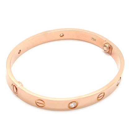 Cartier Bracelet Love Bracelet Half Diamond 4p Diamond 18k Pink Gold Diamond