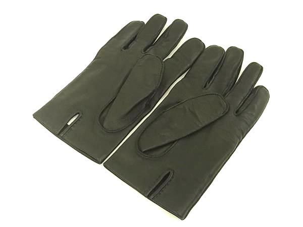 Hermes H Stamp Logo Lambskin Gloves Size 8 Women's Black Fb0800