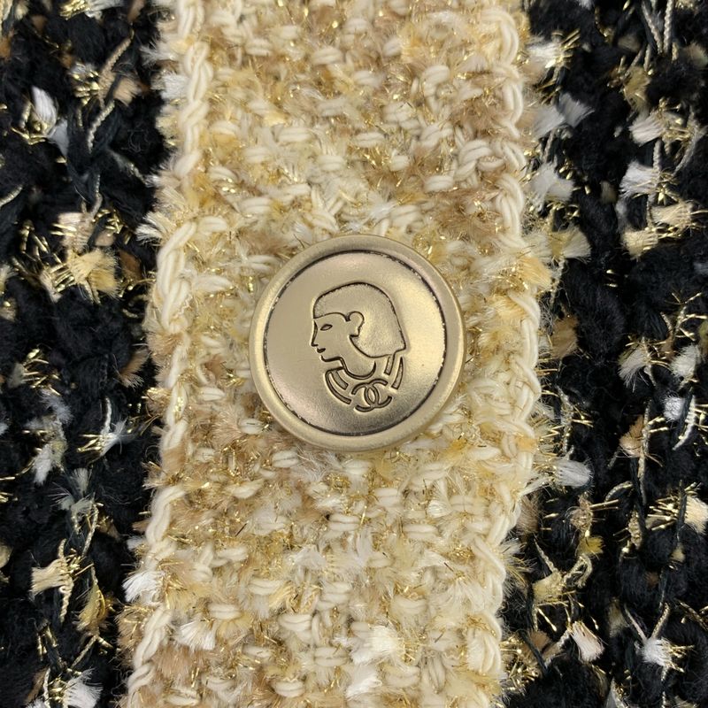 [chanel | 2019aw | Wool Silk Blend Tweed Knit Long Cardigan | 34 | Black Gold