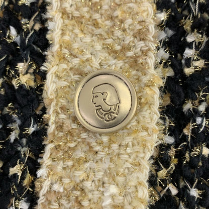 [chanel | 2019aw | Wool Silk Blend Tweed Knit Long Cardigan | 34 | Black Gold