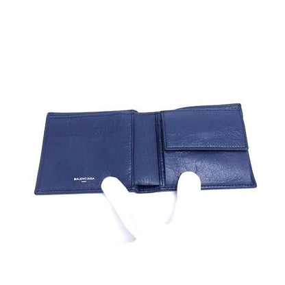 Balenciaga Square Coin Wallet Leather Bifold Navy — view 3