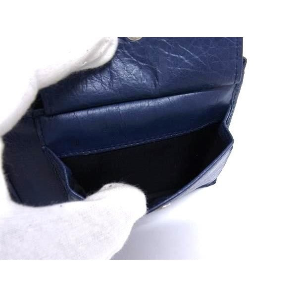 Balenciaga Square Coin Wallet Leather Bifold Navy — view 5