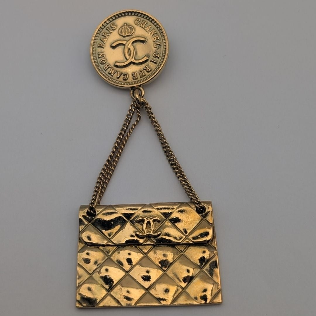 Chanel Brooch Quilted Bag Motif CC Logo