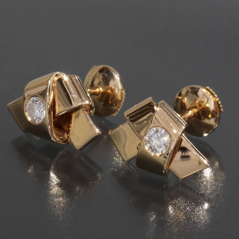 Cartier Diamond Earrings Love Knot AU 750 18K Pink Gold 6.7 g Box E1432