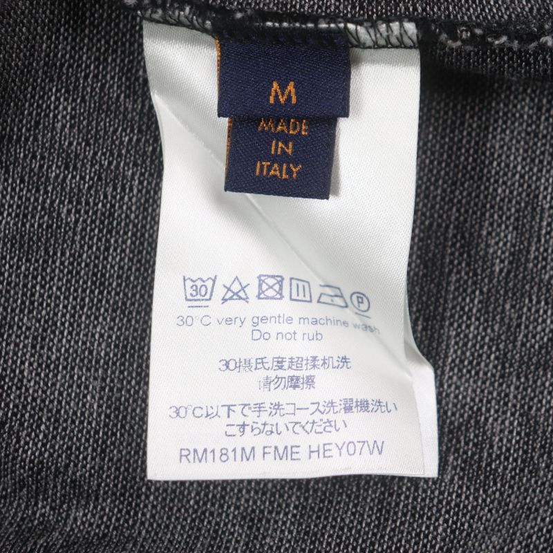 Louis Vuitton Cotton Logo Patterned Short Sleeve Polo Shirt Black M Made In