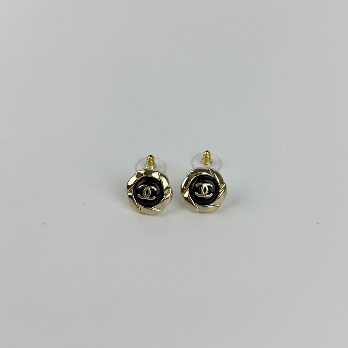 Chanel CC Logo Earrings Gold Vintage