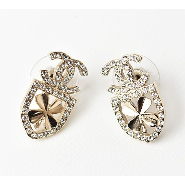 Chanel CC Mark Clover Motif Rhinestone