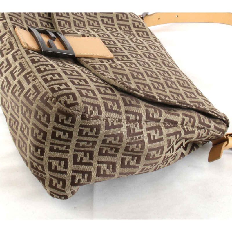Fendi Zucchino Mamma Bucket Shoulder Bag Canvas Brown