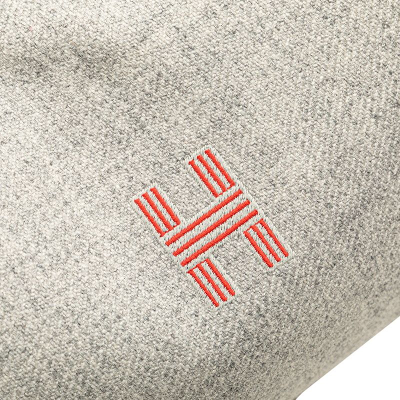 Hermes Brid A Black GM Handbag Pouch Rocabar Gris Flannel Wool Cotton Women