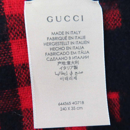 Gucci 644365 Wool Jumbo GG Checked Jacquard Scarf With Fringe Red Black 240 X