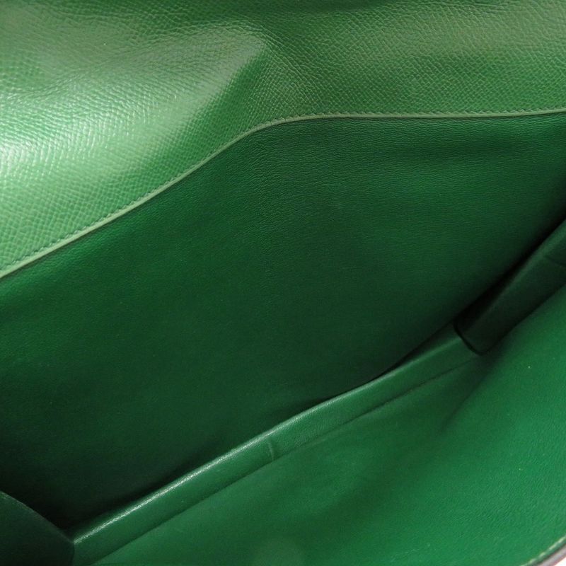 Hermes Kelly Cross Courchevel Vert Gold Hardware 00X Engraved Briefcase Bag