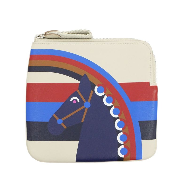 Hermes Carre Pocket Pouch Beton Swift Horse Beige Leather
