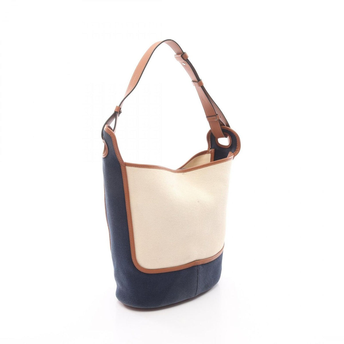 Loewe Shoulder Bag Anagram Hobo Ivory Brown Navy Canvas Leather — view 2
