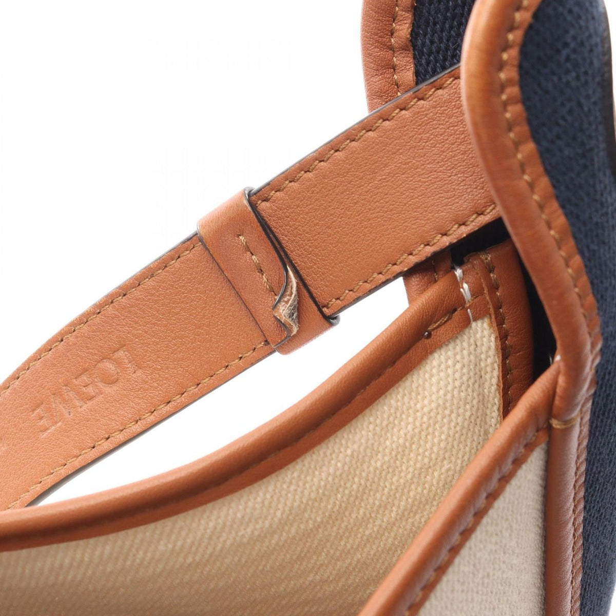 Loewe Shoulder Bag Anagram Hobo Ivory Brown Navy Canvas Leather — view 7