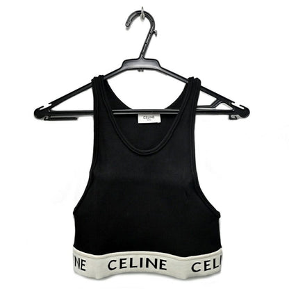 Celine Tank Top Black L Logo Knit Sports Bra