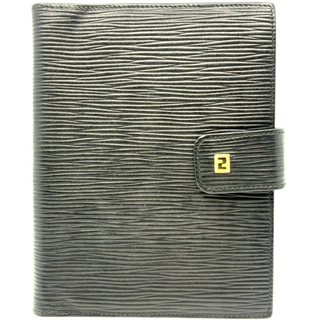 FENDI Epi Leather Agenda Passport Cover Case Notebook Black