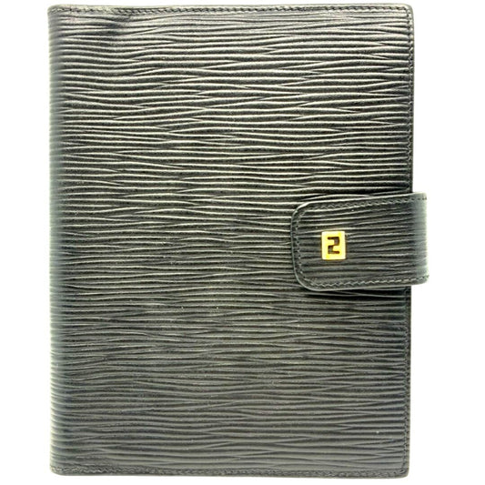 FENDI Epi Leather Agenda Passport Cover Case Notebook Black