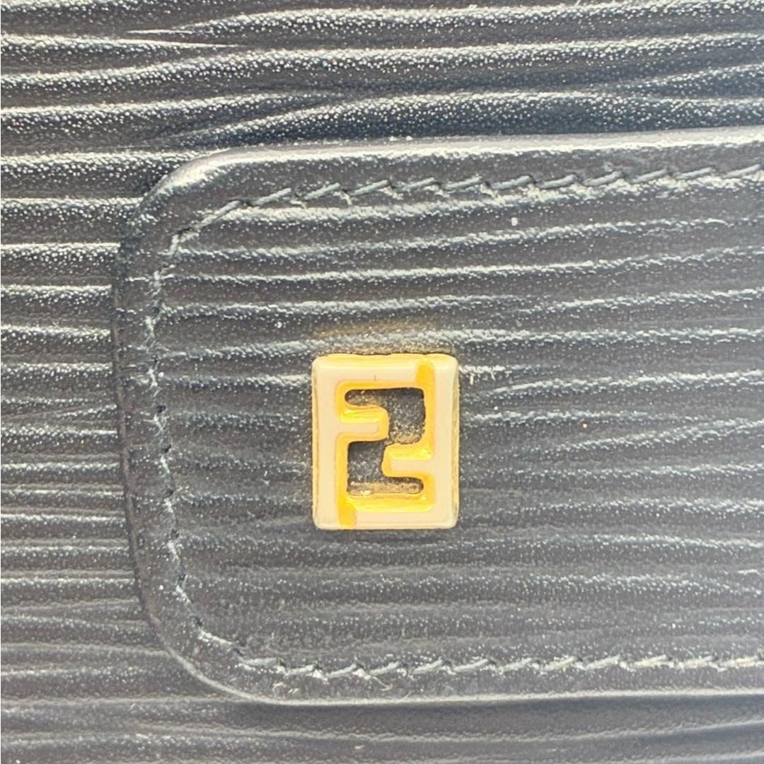 FENDI Epi Leather Agenda Passport Cover Case Notebook Black