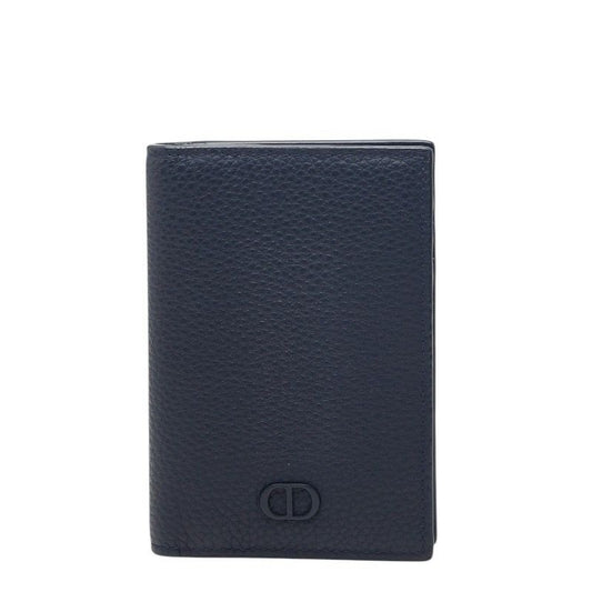 Dior Card Case Navy Leather
