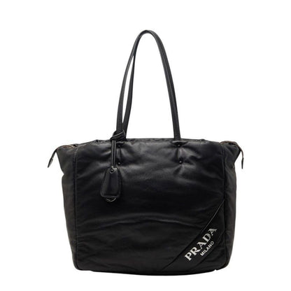 Prada Tote Shoulder Bag Black Leather
