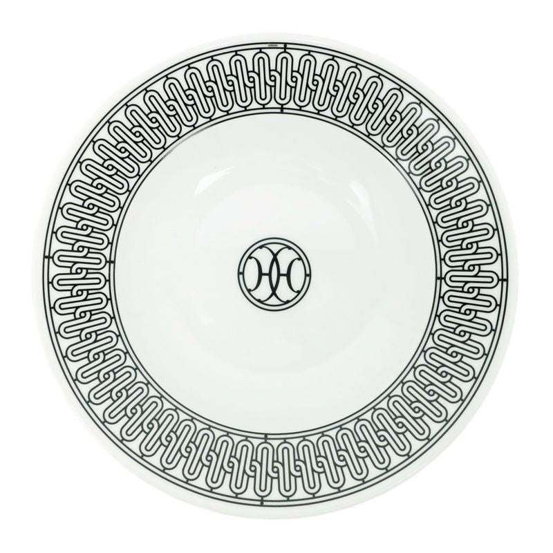 Hermes Soap Plate H DECO White Black Dish Pottery Ash