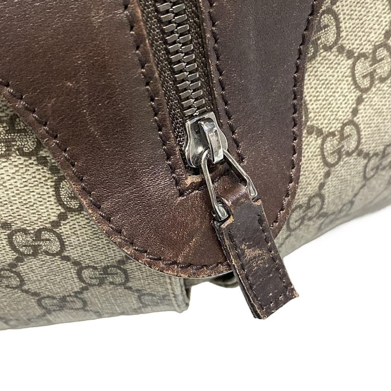 Gucci Boston Bag GG Supreme 108793 Beige X Dark Brown Leather