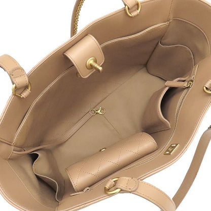 Chanel Tote Matelasse Shopping Bag Leather Beige Gold Hardware Shoulder As3508