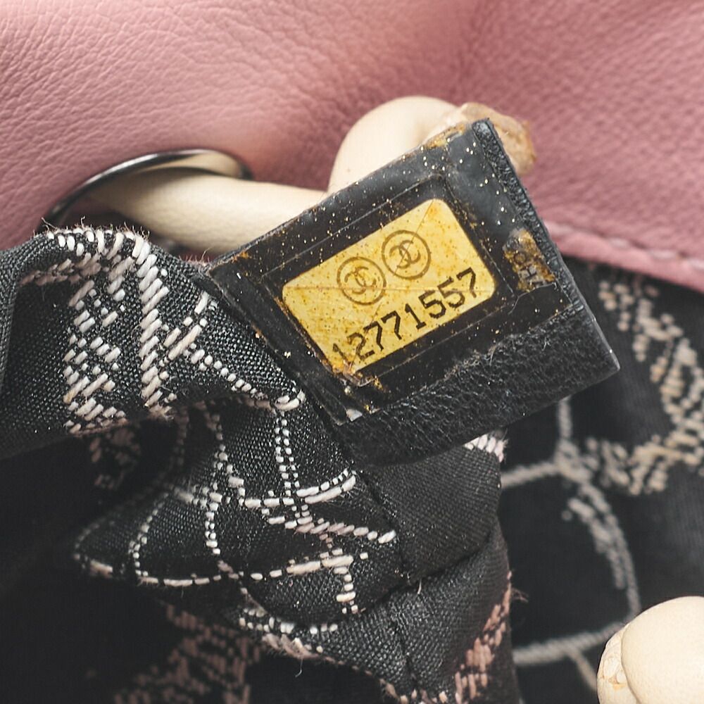 Chanel Mini Tote Bag Essential Logo Mark Lambskin Pink Silver Hardware Handbag