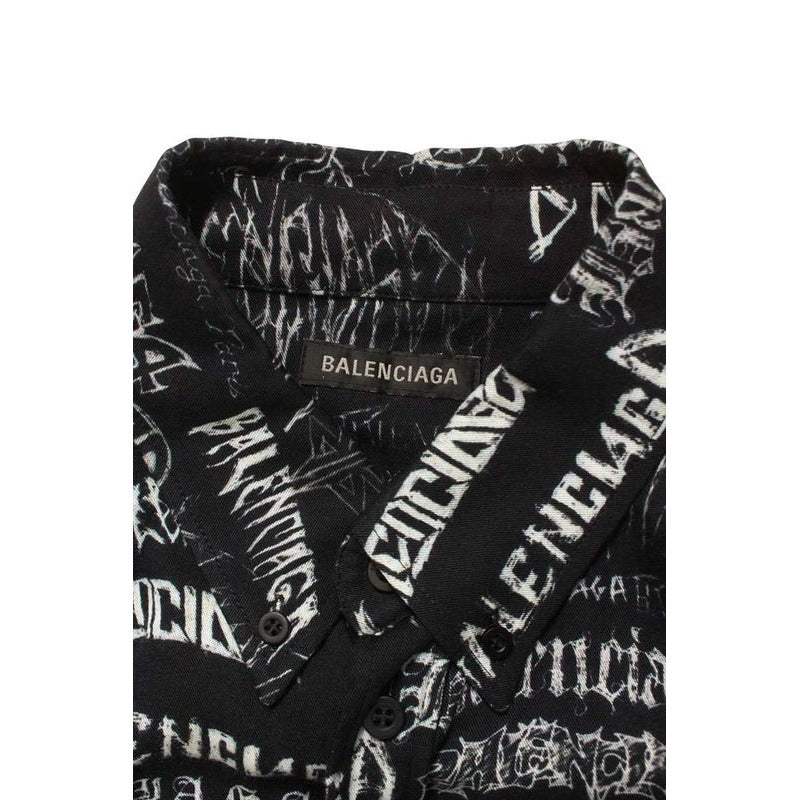 Balenciaga Tple 7 Logo Print Long Sleeve Shirt Men 37 — view 3