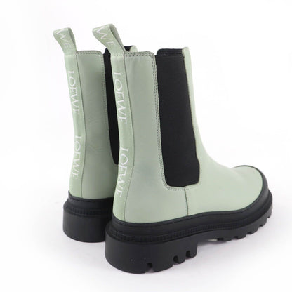 Loewe Workman Logo Leather Boots Green Black Heel 38 — view 2