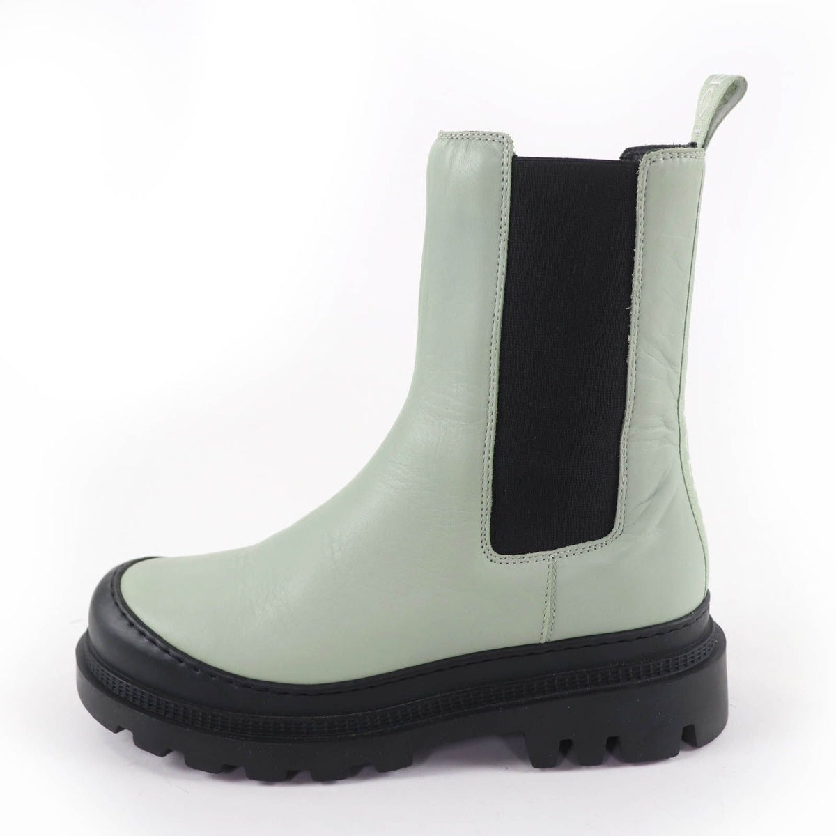 Loewe Workman Logo Leather Boots Green Black Heel 38 — view 4